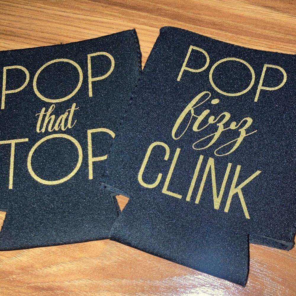 NWOT coozie new years set pop that top pop fizz clink
